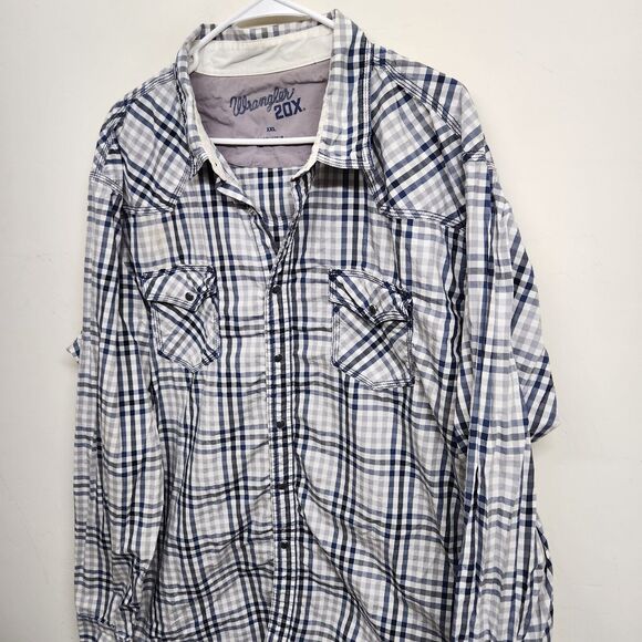 Wrangler 20X Long Sleeve Snap Pocket Western Shirt Men's XXL Plaid 1418 - Picture 2 of 8